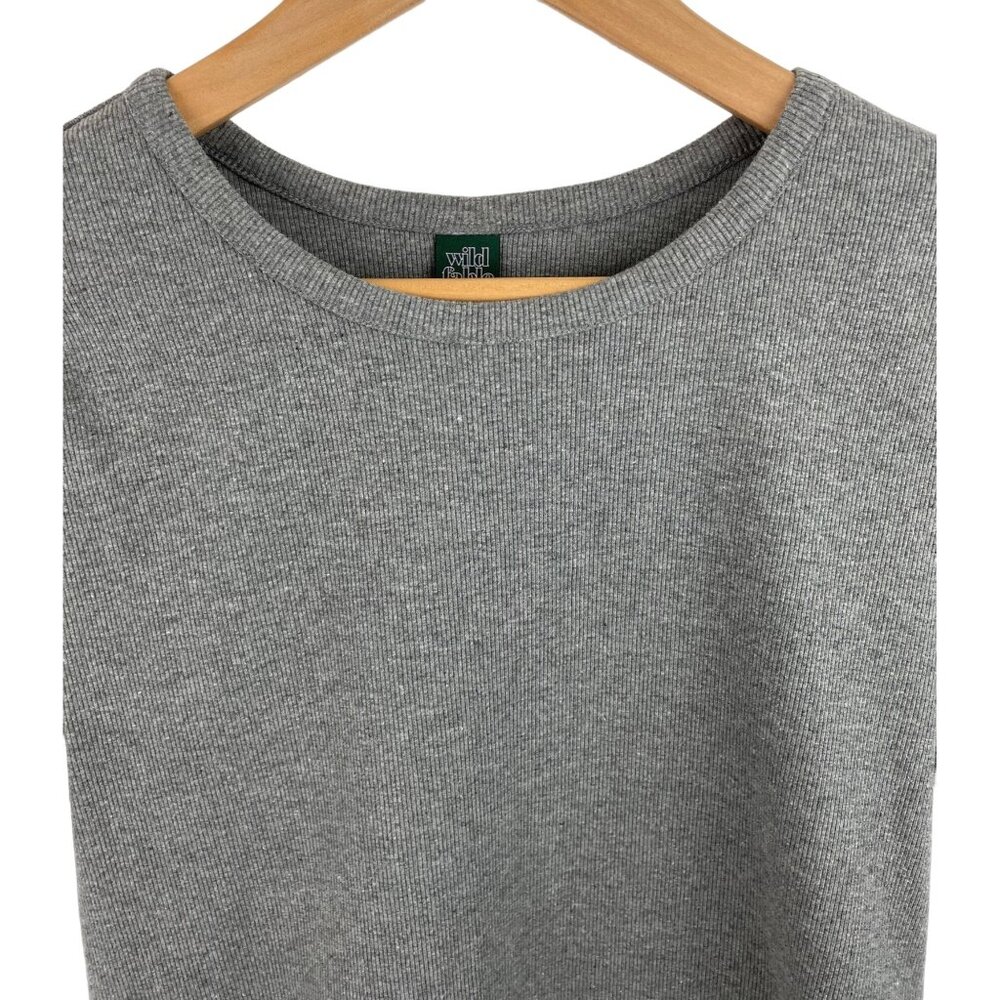 WIld Fable Womens XL Crop Top Gray Ribbed Form Fitting Short Sleeve Shirt - Picture 3 of 8